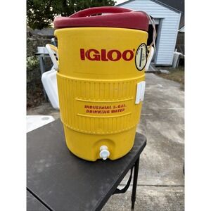 Vintage Igloo Industrial Heavy Duty Drinking Water Cooler 5 Gallon Yellow/Red
